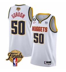 Men Denver Nuggets 50 Aaron Gordon White 2023 Finals Association Edition With NO 6 Patch Stitched Basketball Jersey Men Denver Nuggets 50 Aaron Gordon White 2023 Finals Association Edition With NO 6 Patch Stitched Basketball Jersey
