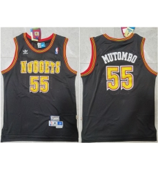 Men Denver Nuggets 55 Dikembe Mutombo Black Throwback Stitched Jersey Men Denver Nuggets 55 Dikembe Mutombo Black Throwback Stitched Jersey