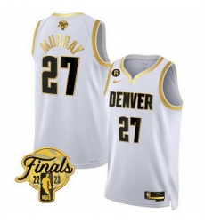 Men Denver Nuggets Active Player Custom White Gold Edition 2023 Finals Collection With NO 6 Patch Stitched Basketball Jersey Men Denver Nuggets Active Player Custom White Gold Edition 2023 Finals Collection With NO 6 Patch Stitched Basketball Jersey