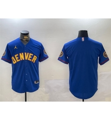 Men Denver Nuggets Blank Blue With Patch Stitched Jersey Men Denver Nuggets Blank Blue With Patch Stitched Jersey