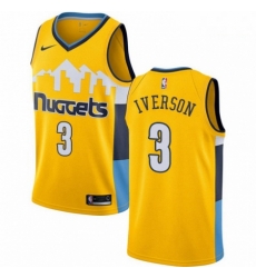 Mens Nike Denver Nuggets 3 Allen Iverson Swingman Gold Alternate NBA Jersey Statement Edition Mens Nike Denver Nuggets 3 Allen Iverson Swingman Gold Alternate NBA Jersey Statement Edition