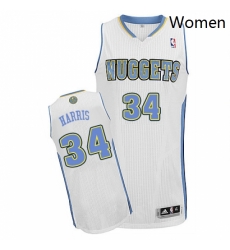 Womens Adidas Denver Nuggets 34 Devin Harris Authentic White Home NBA Jersey 