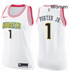 Womens Nike Denver Nuggets 1 Michael Porter Jr White Pink NBA Swingman Fashion Jersey Womens Nike Denver Nuggets 1 Michael Porter Jr White Pink NBA Swingman Fashion Jersey