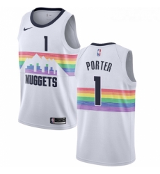 Womens Nike Denver Nuggets 1 Michael Porter Swingman White NBA Jersey City Edition Womens Nike Denver Nuggets 1 Michael Porter Swingman White NBA Jersey City Edition