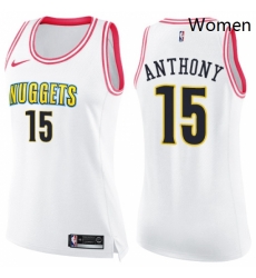 Womens Nike Denver Nuggets 15 Carmelo Anthony Swingman WhitePink Fashion NBA Jersey Womens Nike Denver Nuggets 15 Carmelo Anthony Swingman WhitePink Fashion NBA Jersey