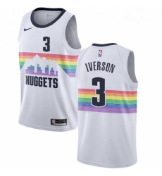 Womens Nike Denver Nuggets 3 Allen Iverson Swingman White NBA Jersey City Edition Womens Nike Denver Nuggets 3 Allen Iverson Swingman White NBA Jersey City Edition