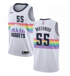 Womens Nike Denver Nuggets 55 Dikembe Mutombo Swingman White NBA Jersey City Edition Womens Nike Denver Nuggets 55 Dikembe Mutombo Swingman White NBA Jersey City Edition