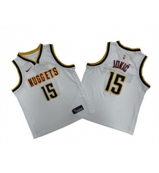 Youth Denver Nuggets 15 Nikola Jokic White Stitched Basketball Jersey Youth Denver Nuggets 15 Nikola Jokic White Stitched Basketball Jersey