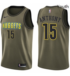 Youth Nike Denver Nuggets 15 Carmelo Anthony Swingman Green Salute to Service NBA Jersey Youth Nike Denver Nuggets 15 Carmelo Anthony Swingman Green Salute to Service NBA Jersey