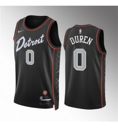 Men Detroit Pistons 0 Jalen Duren Black 2023 24 City Edition Stitched Basketball Jersey Men Detroit Pistons 0 Jalen Duren Black 2023 24 City Edition Stitched Basketball Jersey