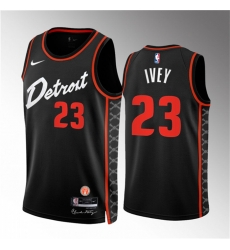 Men Detroit Pistons 23 Jaden Ivey Black 2023 24 City Edition Stitched Basketball Jersey Men Detroit Pistons 23 Jaden Ivey Black 2023 24 City Edition Stitched Basketball Jersey