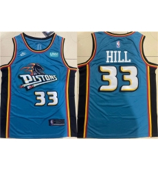 Men Detroit Pistons 33 Grant Hill Blue Stitched Jersey Men Detroit Pistons 33 Grant Hill Blue Stitched Jersey