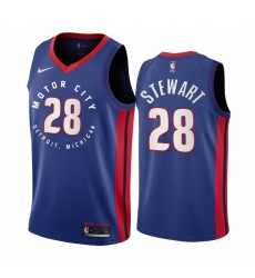 Men Nike Detroit Pistons 28 Isaiah Stewart Blue NBA Swingman 2020 21 City Edition Jersey Men Nike Detroit Pistons 28 Isaiah Stewart Blue NBA Swingman 2020 21 City Edition Jersey