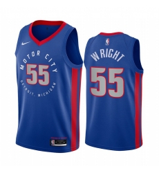Men Nike Detroit Pistons 55 Delon Wright Blue NBA Swingman 2020 21 City Edition Jersey Men Nike Detroit Pistons 55 Delon Wright Blue NBA Swingman 2020 21 City Edition Jersey