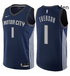 Mens Nike Detroit Pistons 1 Allen Iverson Authentic Navy Blue NBA Jersey City Edition Mens Nike Detroit Pistons 1 Allen Iverson Authentic Navy Blue NBA Jersey City Edition