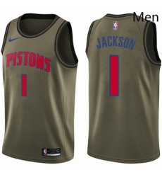 Mens Nike Detroit Pistons 1 Reggie Jackson Swingman Green Salute to Service NBA Jersey Mens Nike Detroit Pistons 1 Reggie Jackson Swingman Green Salute to Service NBA Jersey