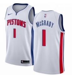Mens Nike Detroit Pistons 1 Tracy McGrady Swingman White Home NBA Jersey Association Edition Mens Nike Detroit Pistons 1 Tracy McGrady Swingman White Home NBA Jersey Association Edition