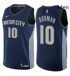 Mens Nike Detroit Pistons 10 Dennis Rodman Authentic Navy Blue NBA Jersey City Edition Mens Nike Detroit Pistons 10 Dennis Rodman Authentic Navy Blue NBA Jersey City Edition