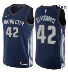 Mens Nike Detroit Pistons 42 Jerry Stackhouse Authentic Navy Blue NBA Jersey City Edition Mens Nike Detroit Pistons 42 Jerry Stackhouse Authentic Navy Blue NBA Jersey City Edition