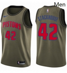 Mens Nike Detroit Pistons 42 Jerry Stackhouse Swingman Green Salute to Service NBA Jersey Mens Nike Detroit Pistons 42 Jerry Stackhouse Swingman Green Salute to Service NBA Jersey