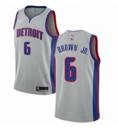 Mens Nike Detroit Pistons 6 Bruce Brown Jr Swingman Silver NBA Jersey Statement Edition Mens Nike Detroit Pistons 6 Bruce Brown Jr Swingman Silver NBA Jersey Statement Edition