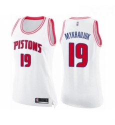 Womens Detroit Pistons 19 Sviatoslav Mykhailiuk Swingman Whit Pink Fashion Basketball Jersey Womens Detroit Pistons 19 Sviatoslav Mykhailiuk Swingman Whit Pink Fashion Basketball Jersey
