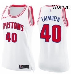 Womens Nike Detroit Pistons 40 Bill Laimbeer Swingman WhitePink Fashion NBA Jersey Womens Nike Detroit Pistons 40 Bill Laimbeer Swingman WhitePink Fashion NBA Jersey