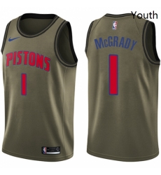 Youth Nike Detroit Pistons 1 Tracy McGrady Swingman Green Salute to Service NBA Jersey Youth Nike Detroit Pistons 1 Tracy McGrady Swingman Green Salute to Service NBA Jersey
