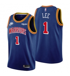 Men Golden State Warriors 1 Damion Lee Men Nike Releases Classic Edition NBA 75th Anniversary Jersey Blue Men Golden State Warriors 1 Damion Lee Men Nike Releases Classic Edition NBA 75th Anniversary Jersey Blue