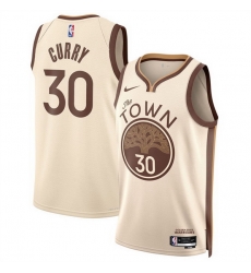 Men Golden State Warriors 30 Stephen Curry Tan 2025 26 City Edition Stitched Basketball Jersey
