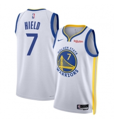 Men Golden State Warriors 7 Buddy Hield White Association Edition Swingman Stitched Basketball Jersey Men Golden State Warriors 7 Buddy Hield White Association Edition Swingman Stitched Basketball Jersey