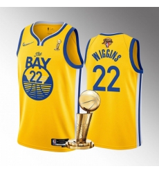 Men's Golden State Warriors #22 Andrew Wiggins 2022 Yellow NBA Finals Champions Stitched Jersey Men's Golden State Warriors #22 Andrew Wiggins 2022 Yellow NBA Finals Champions Stitched Jersey