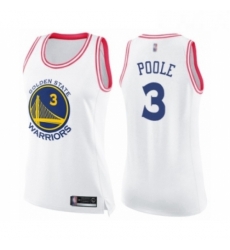 Womens Golden State Warriors 3 Jordan Poole Swingman White Pink Fashion Basketball Jerse Womens Golden State Warriors 3 Jordan Poole Swingman White Pink Fashion Basketball Jerse