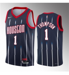 Men Houston Rockets 1 Amen Thompson Navy 2023 Draft City Edition Stitched Basketball Jersey Men Houston Rockets 1 Amen Thompson Navy 2023 Draft City Edition Stitched Basketball Jersey