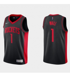 Men Houston Rockets 1 John Wall Earned Edition Black Stitched Basketball Jersey Men Houston Rockets 1 John Wall Earned Edition Black Stitched Basketball Jersey