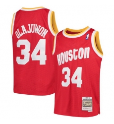 Men Houston Rockets Hakeem Olajuwon 34 Red Mitchell Ness NBA Jersey Men Houston Rockets Hakeem Olajuwon 34 Red Mitchell Ness NBA Jersey