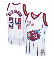Men Houston Rockets Hakeem Olajuwon 34 White Mitchell Ness NBA Jersey Men Houston Rockets Hakeem Olajuwon 34 White Mitchell Ness NBA Jersey