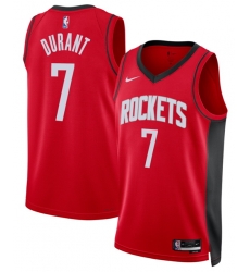 Men Houston Rockets Kevin Durant 7 Red Statement Edition Stitched Jersey