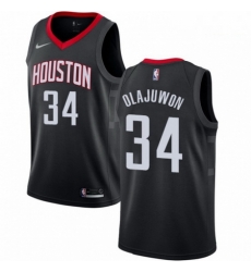 Mens Nike Houston Rockets 34 Hakeem Olajuwon Swingman Black Alternate NBA Jersey Statement Edition Mens Nike Houston Rockets 34 Hakeem Olajuwon Swingman Black Alternate NBA Jersey Statement Edition