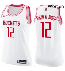 Womens Nike Houston Rockets 12 Luc Mbah a Moute Swingman WhitePink Fashion NBA Jersey Womens Nike Houston Rockets 12 Luc Mbah a Moute Swingman WhitePink Fashion NBA Jersey