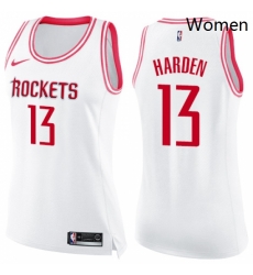 Womens Nike Houston Rockets 13 James Harden Swingman WhitePink Fashion NBA Jersey Womens Nike Houston Rockets 13 James Harden Swingman WhitePink Fashion NBA Jersey
