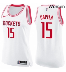 Womens Nike Houston Rockets 15 Clint Capela Swingman WhitePink Fashion NBA Jersey Womens Nike Houston Rockets 15 Clint Capela Swingman WhitePink Fashion NBA Jersey
