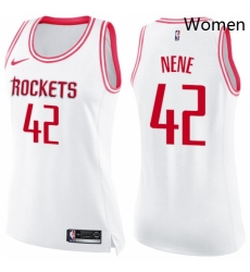 Womens Nike Houston Rockets 42 Nene Swingman WhitePink Fashion NBA Jersey Womens Nike Houston Rockets 42 Nene Swingman WhitePink Fashion NBA Jersey