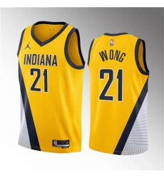 Men Indiana Pacers 21 Isaiah Wong Yellow 2023 Draft Statement Edition Stitched Basketball Jersey Men Indiana Pacers 21 Isaiah Wong Yellow 2023 Draft Statement Edition Stitched Basketball Jersey