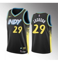 Men Indiana Pacers 29 Quenton Jackson Black 2023 24 City Edition Stitched Basketball Jersey Men Indiana Pacers 29 Quenton Jackson Black 2023 24 City Edition Stitched Basketball Jersey