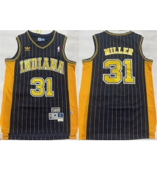 Men Indiana Pacers 31 Reggie Miller Black Throwback Stitched Jersey Men Indiana Pacers 31 Reggie Miller Black Throwback Stitched Jersey