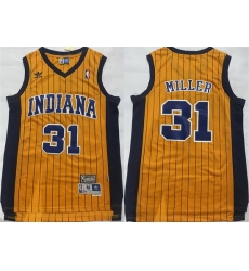 Men Indiana Pacers 31 Reggie Miller Yellow Throwback Stitched Jersey Men Indiana Pacers 31 Reggie Miller Yellow Throwback Stitched Jersey