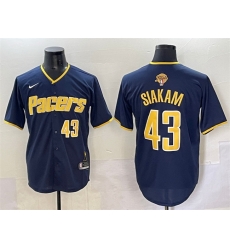 Men Indiana Pacers 43 Pascal Siakam Navy 2025 Finals Vapor Stitched Baseball Jersey