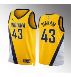 Men Indiana Pacers 43 Pascal Siakam Yelllow Statement Edition Stitched Basketball Jersey Men Indiana Pacers 43 Pascal Siakam Yelllow Statement Edition Stitched Basketball Jersey