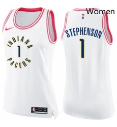 Womens Nike Indiana Pacers 1 Lance Stephenson Swingman WhitePink Fashion NBA Jersey Womens Nike Indiana Pacers 1 Lance Stephenson Swingman WhitePink Fashion NBA Jersey